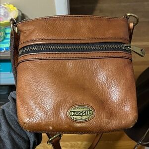 Fossil Tan Leather Crossbody Bag